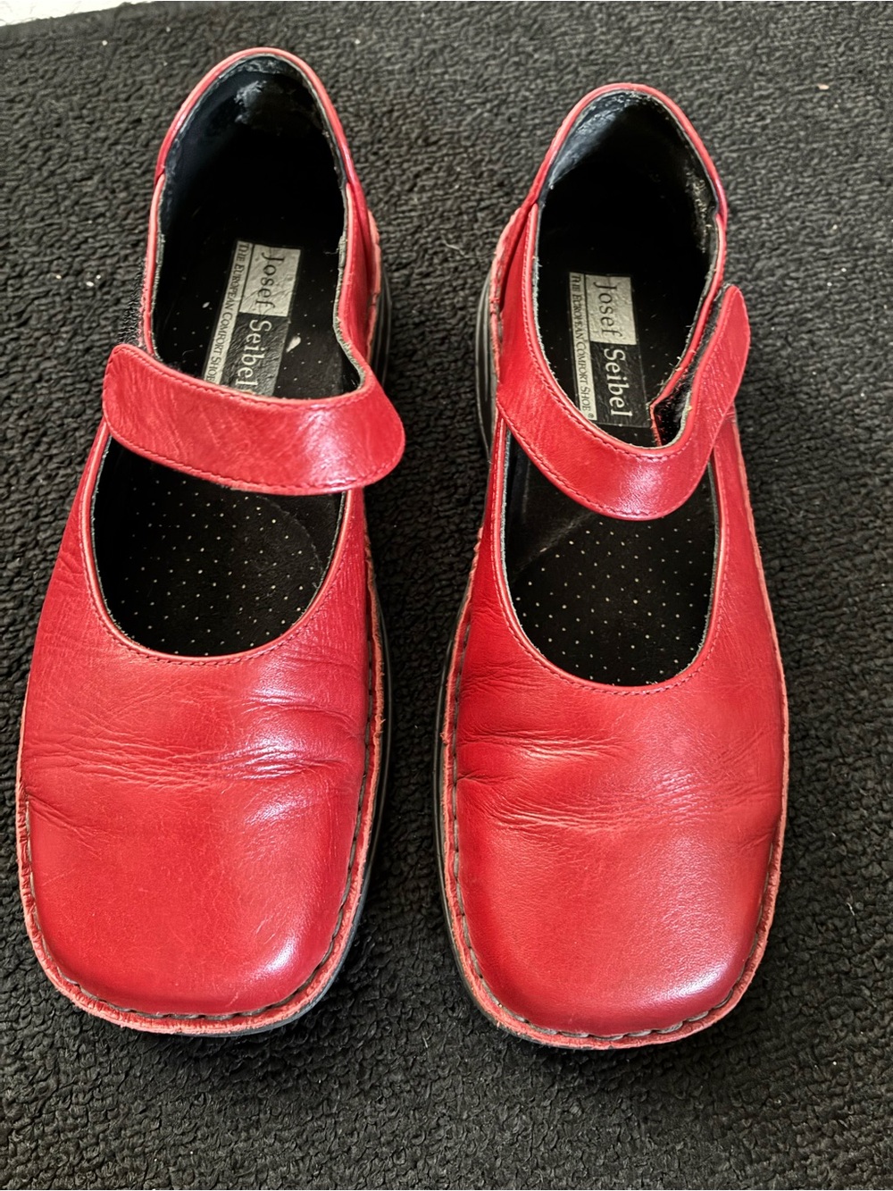 Josef Seibel Red Mary Jane Leather Flats